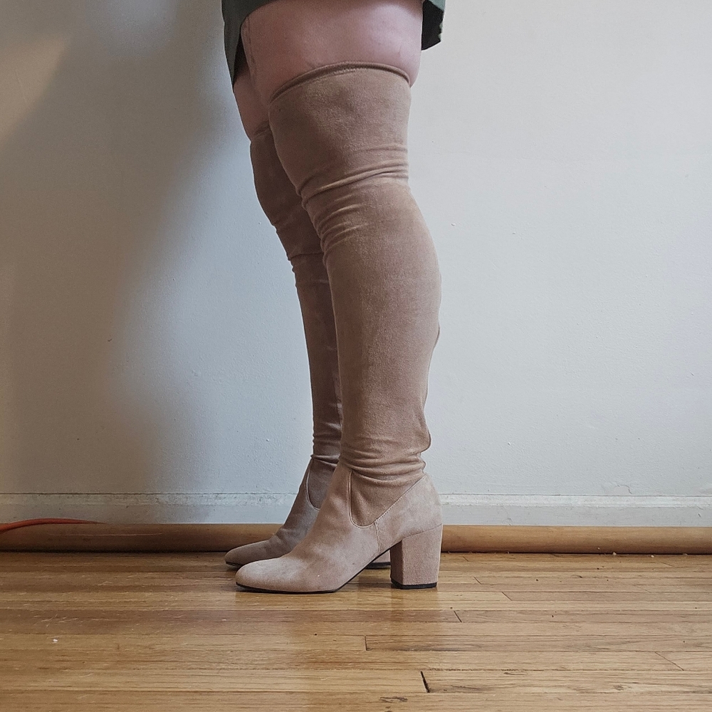 M4d3 Elegant Tan Thigh High Women's Boots - Picture 2 of 5